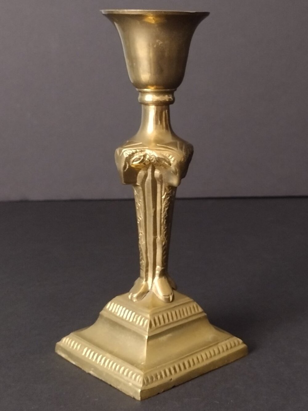*Art Deco Heavy Solid Brass Ram Head Candlestick Holder